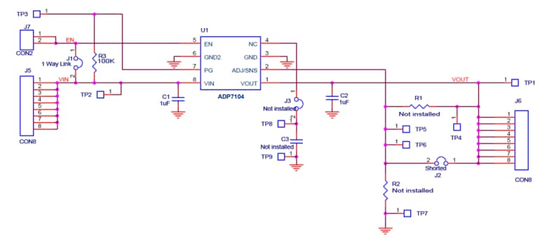 Schematic - Analog Devices Inc. ADP7104x-EVALZ Evaluation Boards